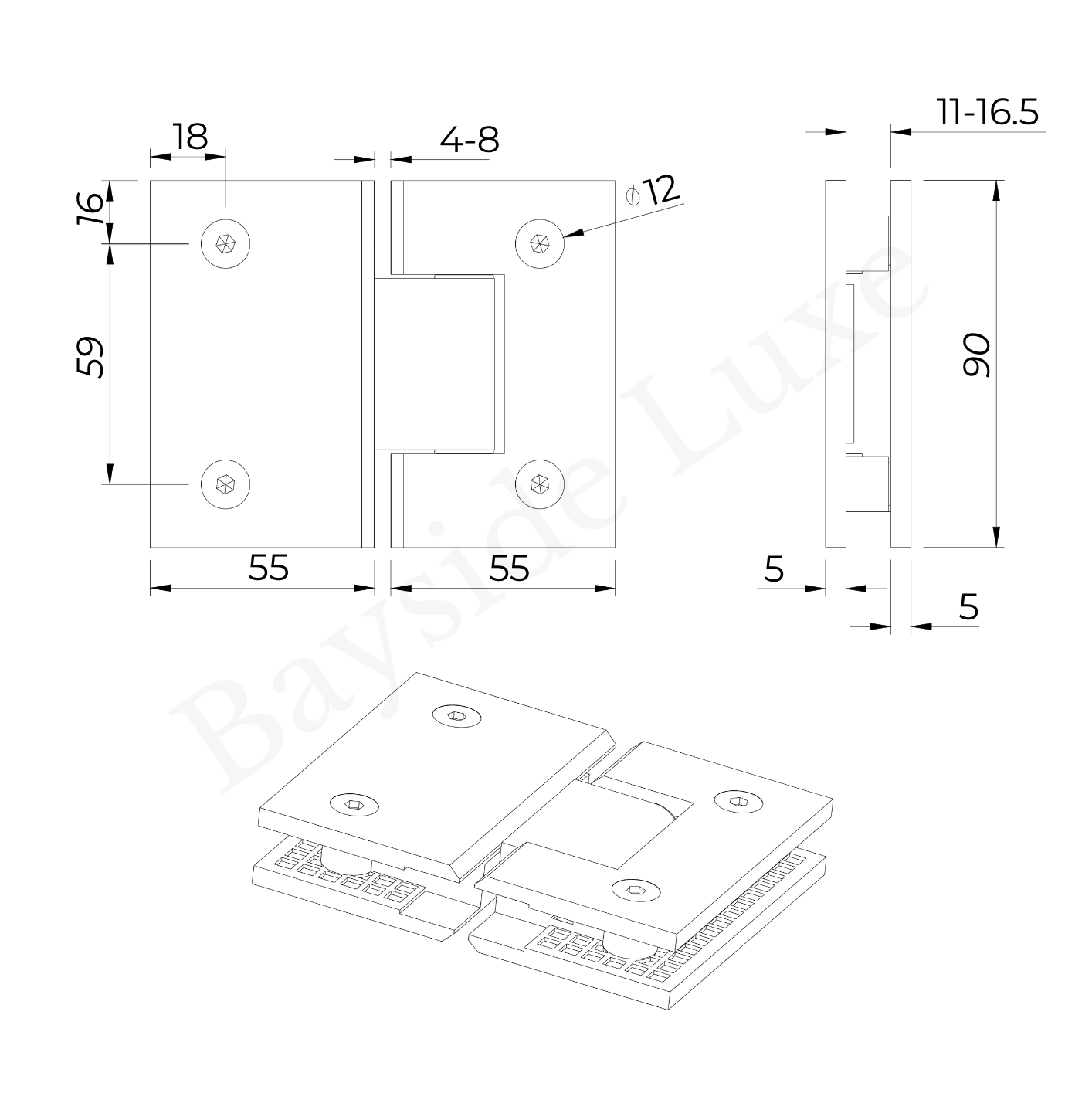 Bathroom Sydney Shower Hinge Antique Brass