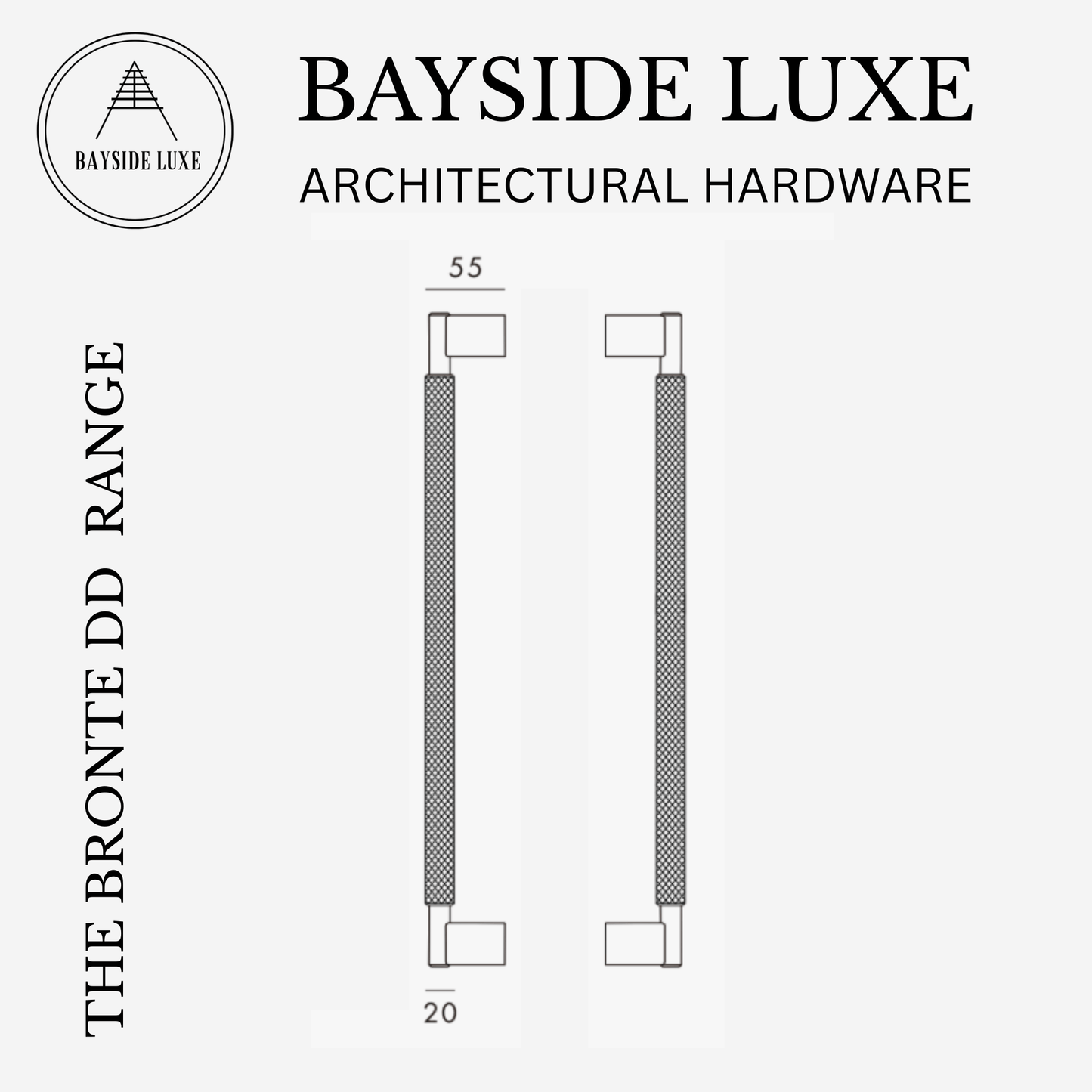 Bayside Luxe - Double Sided Solid Satin Brass Door Pull - Bronte 450 x 55mm (HS418mm)