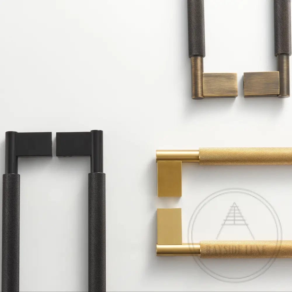 Bayside Luxe - Double Sided Solid Satin Brass Door Pull  - Bronte 450 x 55mm (HS418mm)