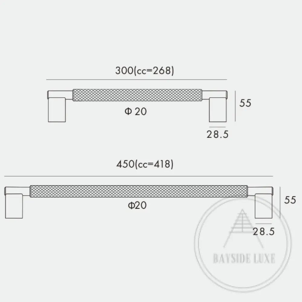 Bayside Luxe - Single Sided Solid Satin Brass Brass Door Pull  - Bronte 450 x 55mm (HS418mm)