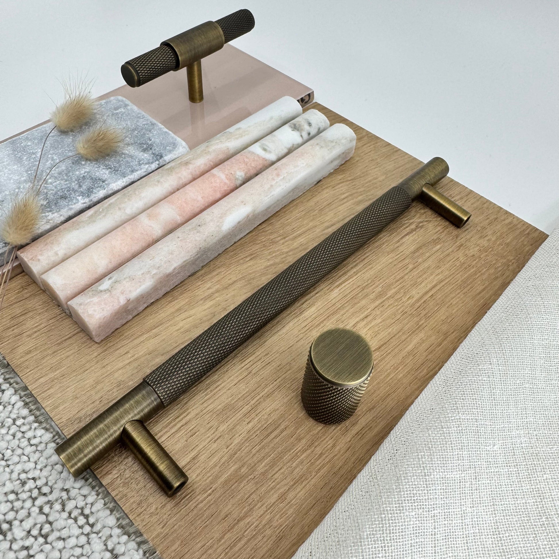 Cabinet Hardware Bayside Luxe - Floreat Antique Brass Cross Knurled Cabinetry Handles
