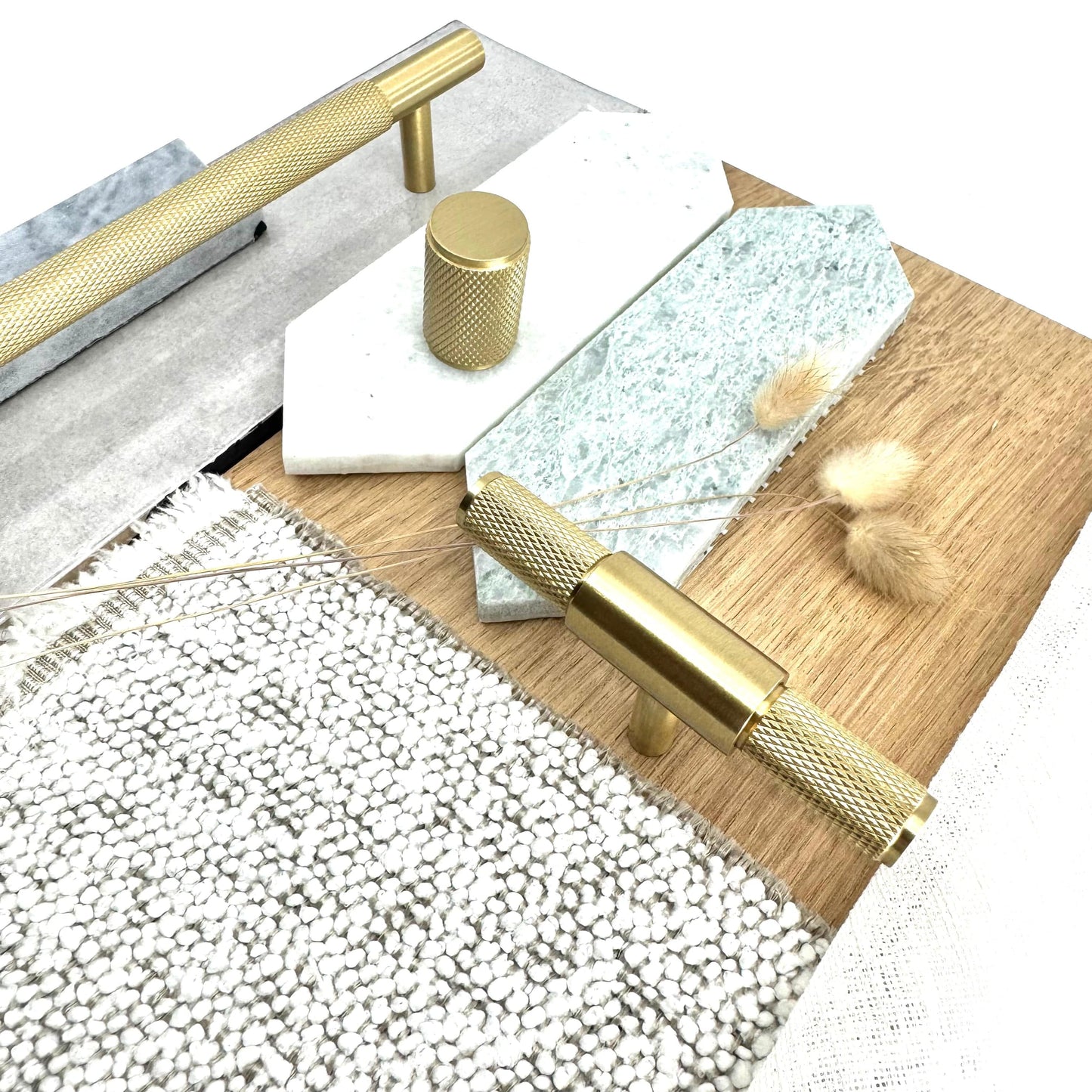 Cabinet Hardware Bayside Luxe - Floreat Solid Satin Brass Cross Knurled Cabinetry Handles