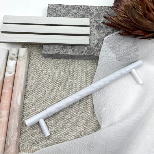 Cabinet Hardware Bayside Luxe - Floreat White Cross Knurled Cabinetry Handles