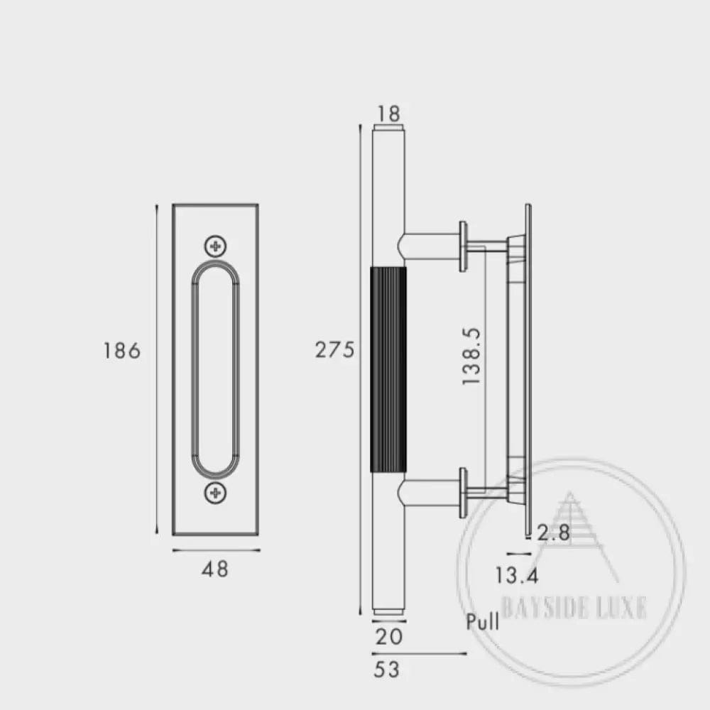 Cabinet Knobs & Handles 275 x 53mm (HS138.5) / Satin Brass / Solid Brass Bayside Luxe - Linear Knurled Toorak Brass Sliding Door Handle