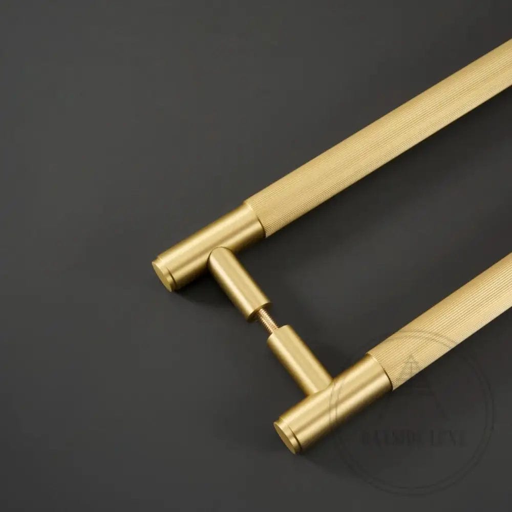 Cabinet Knobs & Handles 275mm (HS224) / Brass / Solid Brass Bayside Luxe - Toorak Linear Knurled Brass Double Door Handle