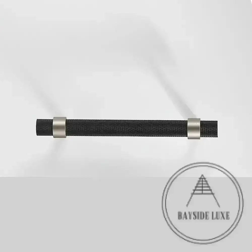 Cabinet Knobs & Handles 50 x 34mm T Bar / Black and Nickel / Solid Brass Bayside Luxe - Mount Eliza Black and Nickel Knurled T Bar Handle