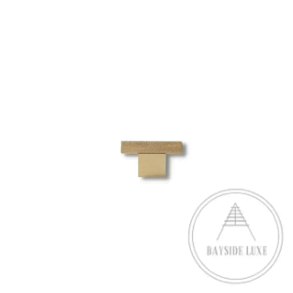 Cabinet Knobs & Handles 54 x 31mm T Bar / Satin Brass / Solid Brass Bayside Luxe - Camberwell Knurled Satin Brass T Bar handle