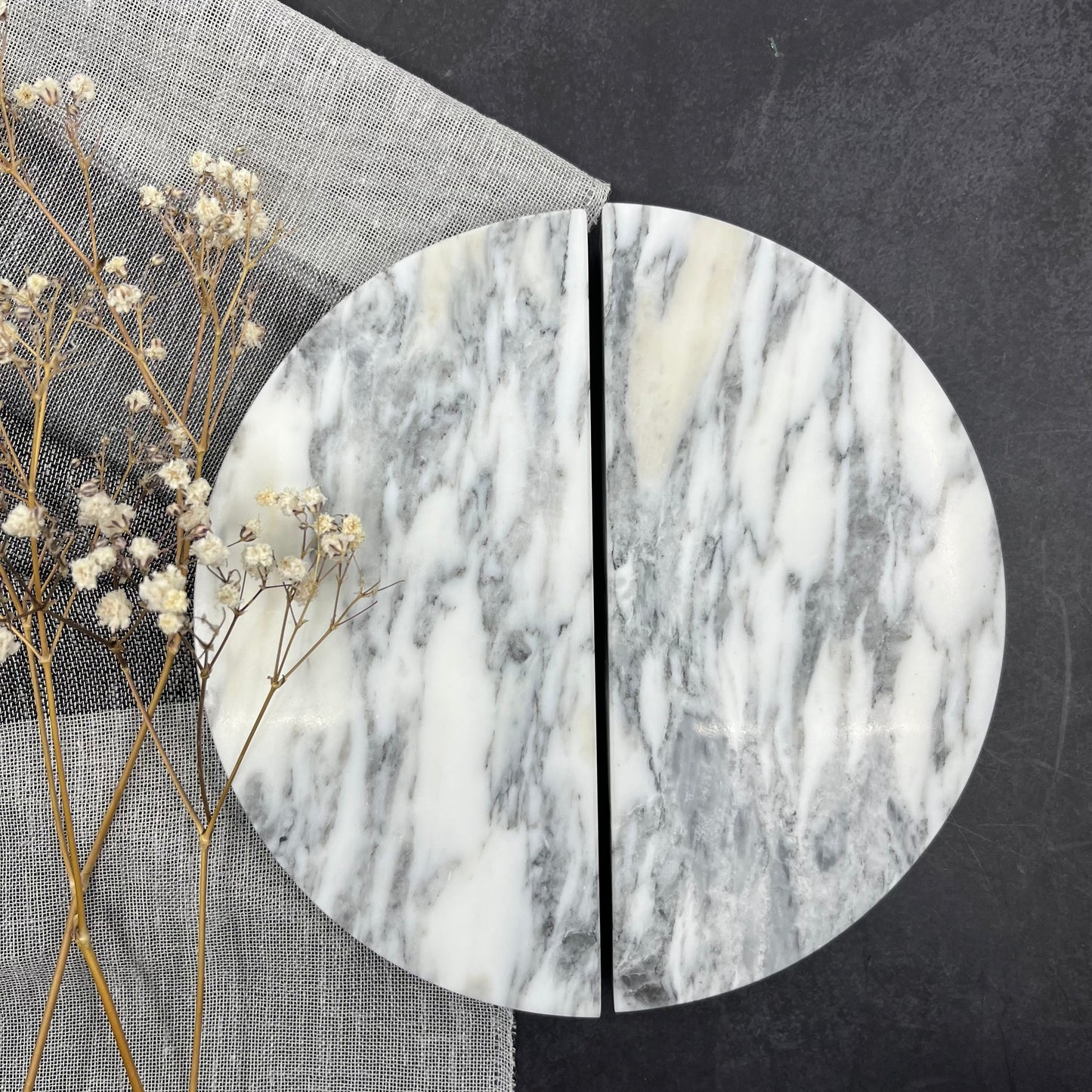 Cabinet Knobs & Handles Bayside Luxe Carrara Marble Round Cabinetry Handles - 160mm (Pair)