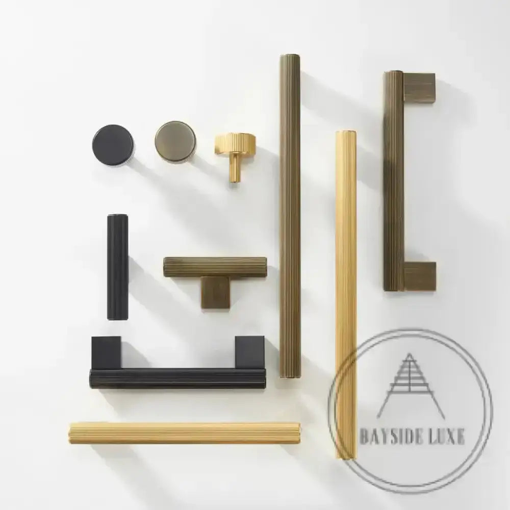 Cabinet Knobs & Handles Bayside Luxe - Kooyong Linear Knurled Satin Brass Cabinetry Handles