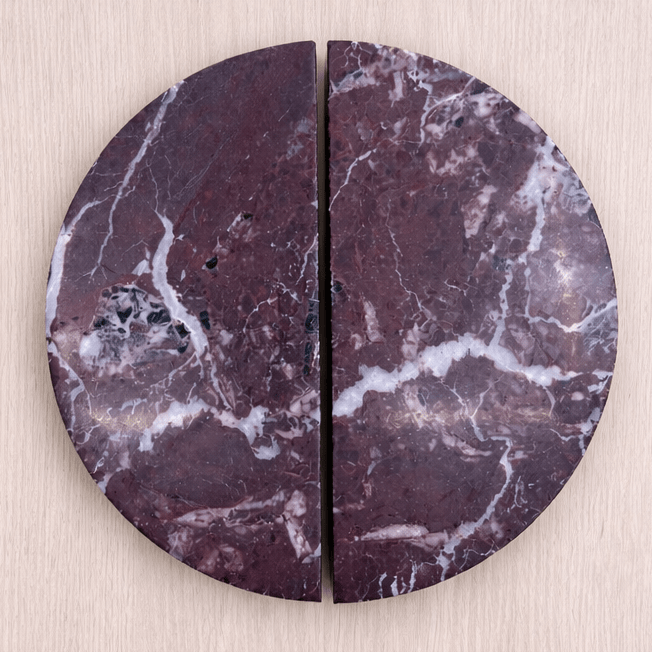 Cabinet Knobs & Handles Bayside Luxe Rosso Levanto Marble Round Cabinetry Handles - 160mm (Pair)