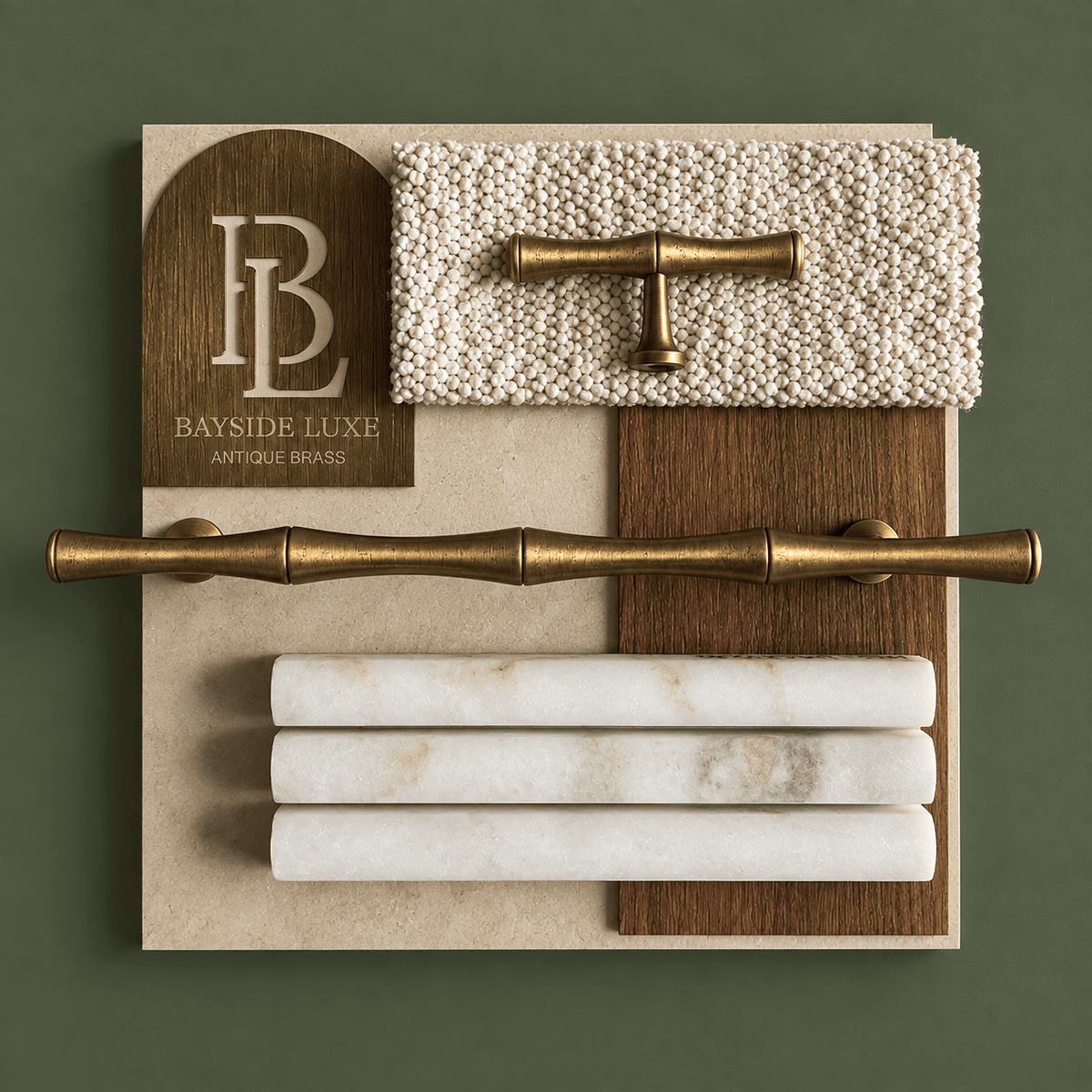 Cabinet Knobs & Handles Bayside Luxe Solid Antique Brass Bamboo Cabinetry Handles