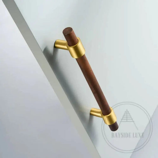 Cabinet Knobs & Handles Bayside Luxe - St Andrews Walnut and Brass Cabinetry Handles