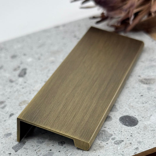 Cabinet Knobs & Handles Bayside Luxe - The Clovelly Solid Antique Brass Lip Pull