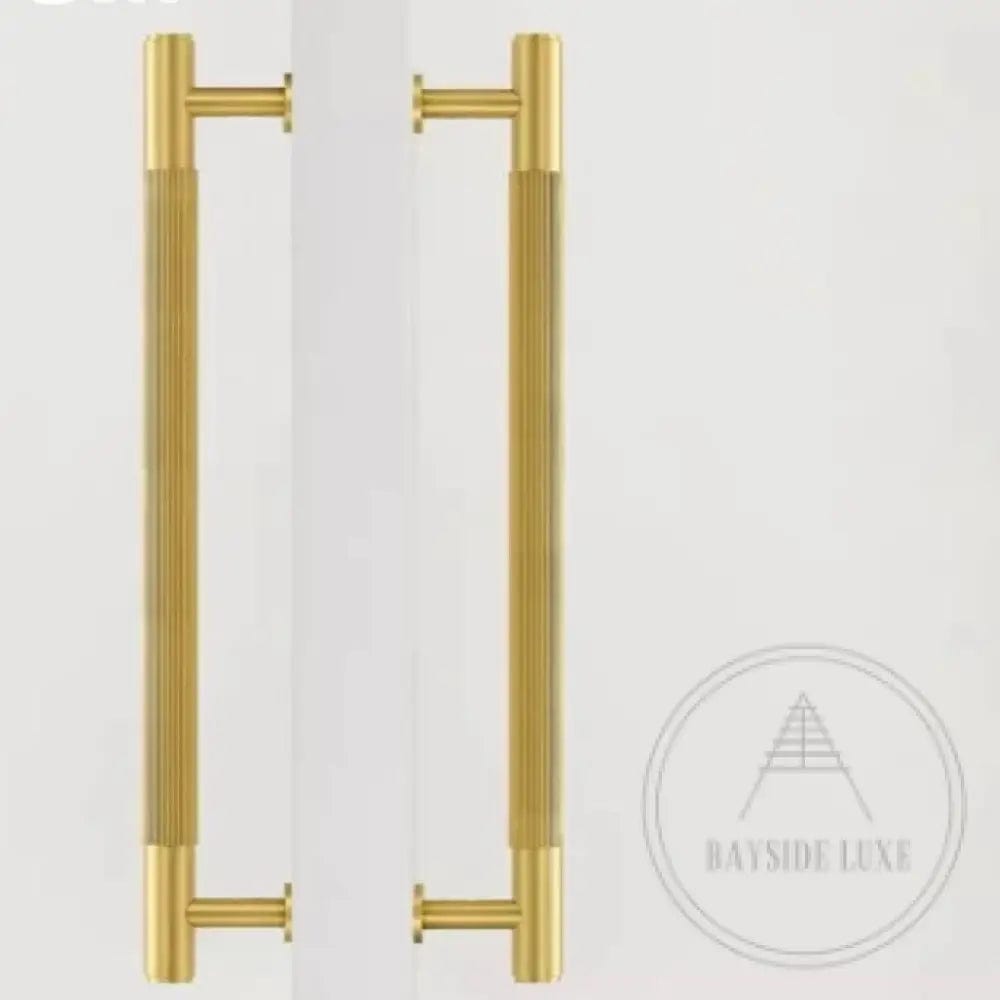 Cabinet Knobs & Handles Bayside Luxe - Toorak Linear Knurled Brass Double Door Handle