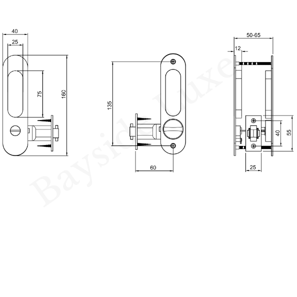 Door Handle Sydney Cavity Slider Door Lock Antique Brass