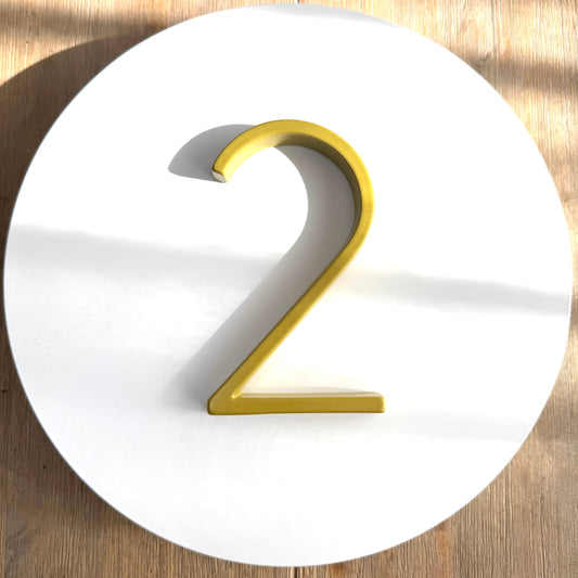house number Bayside Luxe - Powder Coated Gold Floating and Flush House Numbers - 125mm