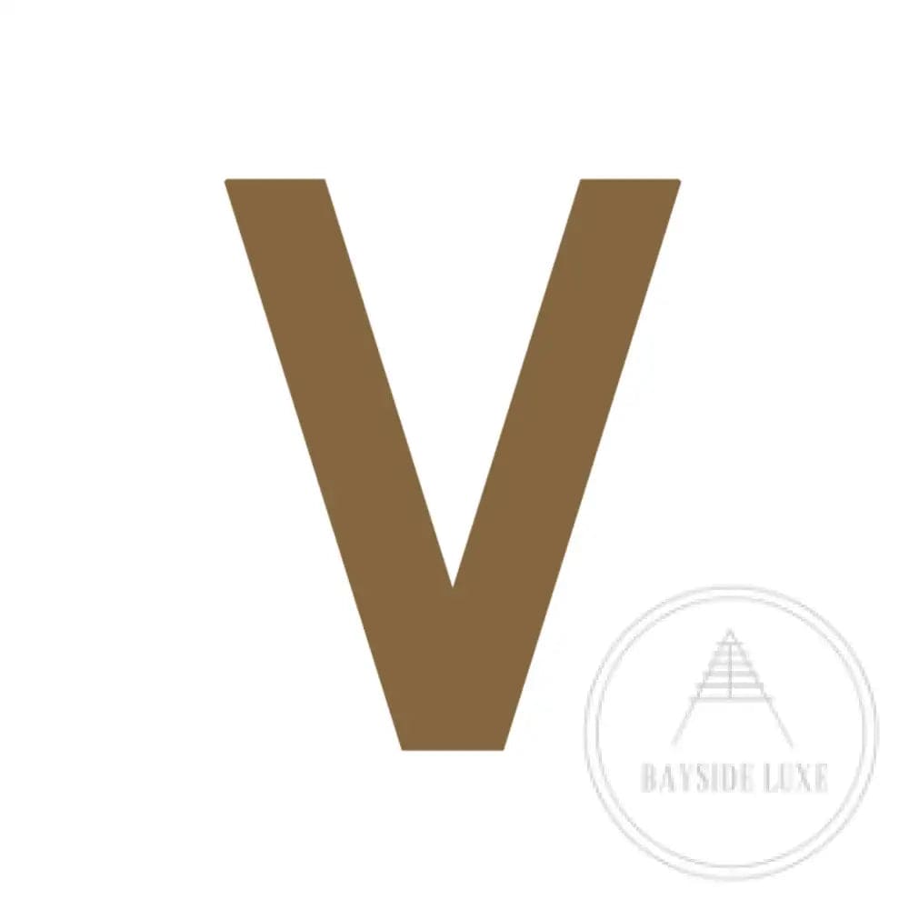 House Numbers and Letters Antique Brass / 15 cm / V Bayside Luxe Signage - Solid Antique Brass Floating Numbers and Letters - Beaumaris Bay 15 cm