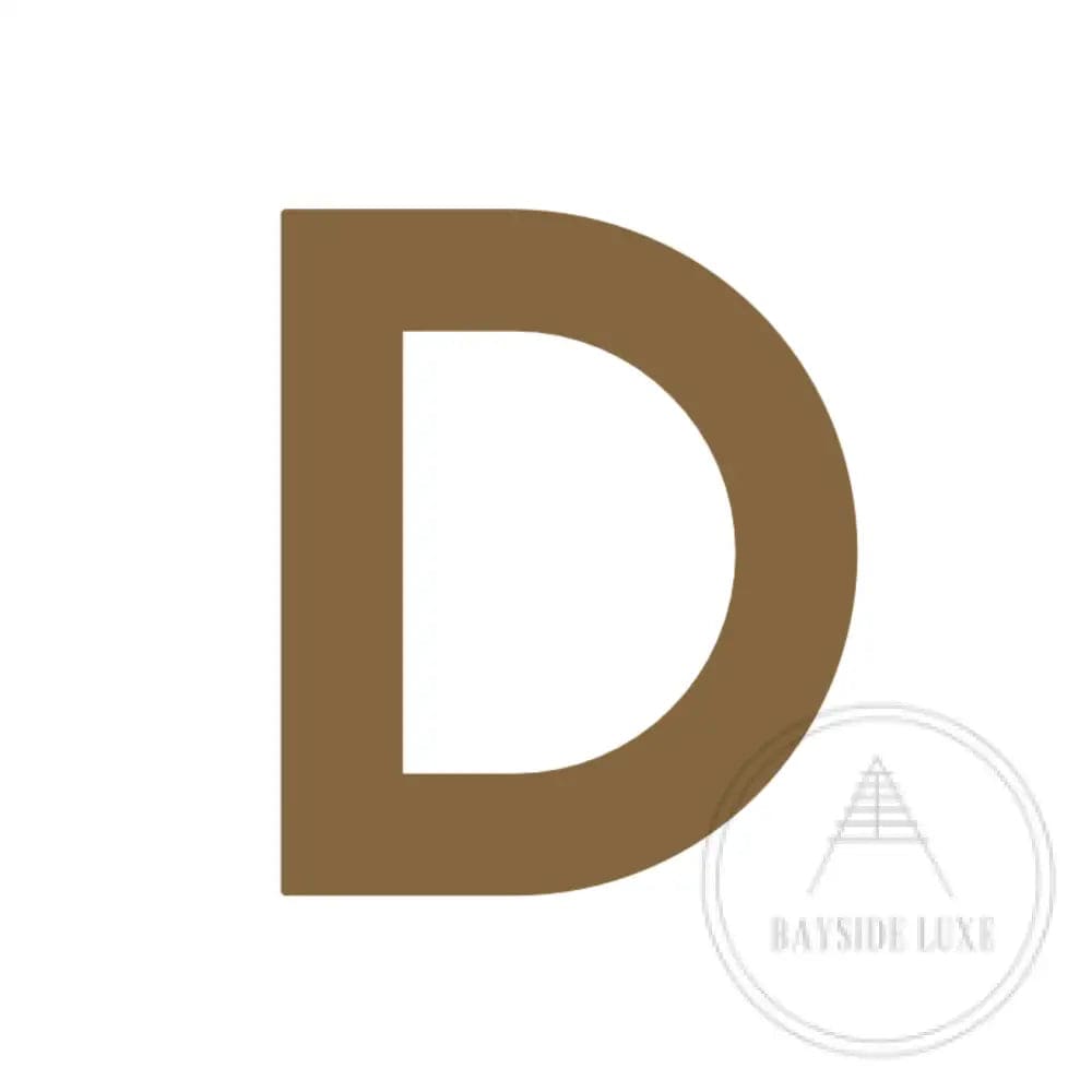 House Numbers and Letters Antique Brass / 25cm / D Bayside Luxe Signage - Solid Antique Brass Floating Numbers and Letters - Beaumaris Bay 25 cm