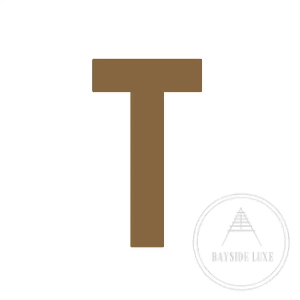 House Numbers and Letters Antique Brass / 25cm / T Bayside Luxe Signage - Solid Antique Brass Floating Numbers and Letters - Beaumaris Bay 25 cm