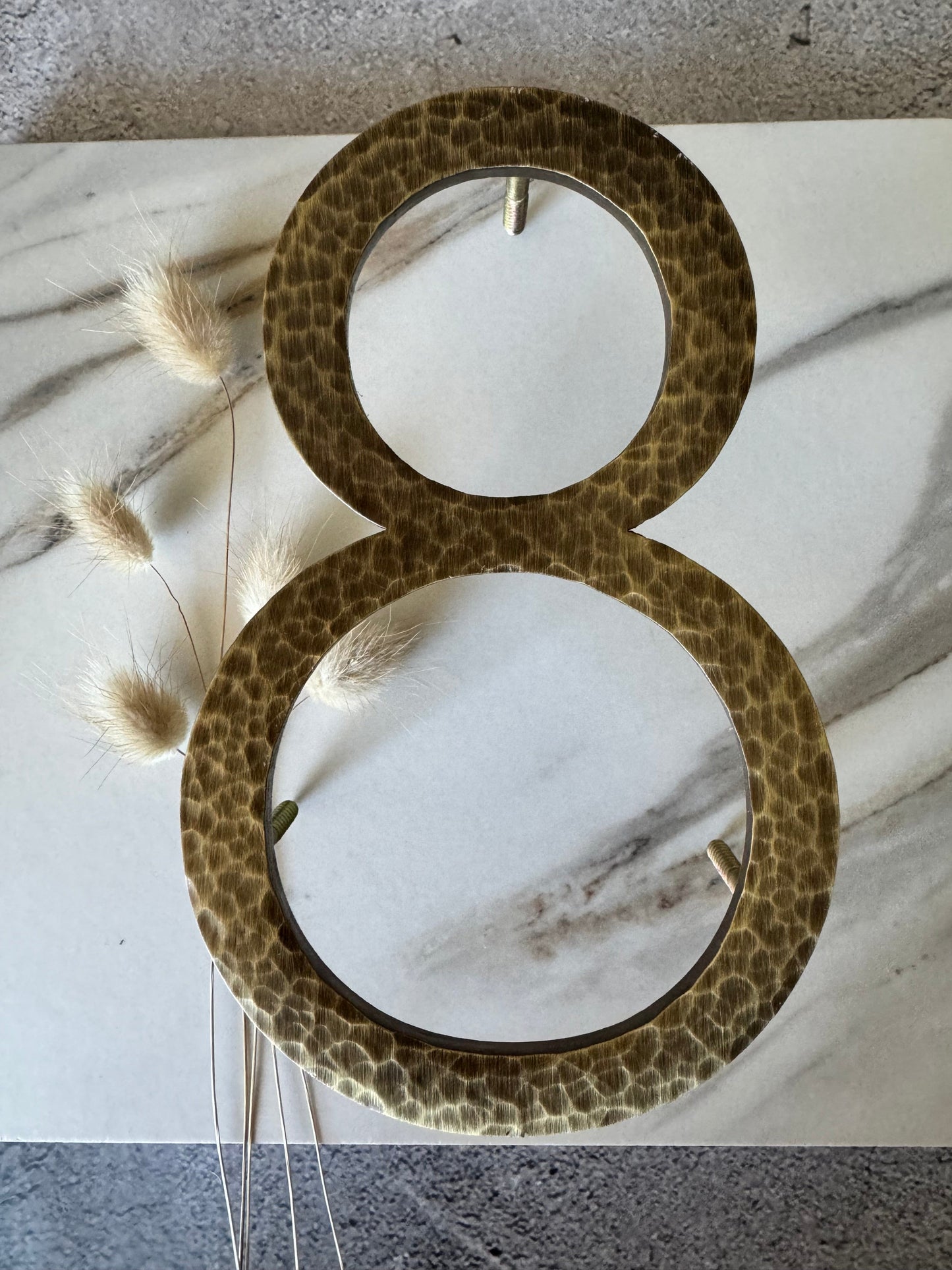 House Numbers and Letters Bayside Luxe Signage - Hammered Antique Brass Floating Numbers and Letters - Noosa 15cm