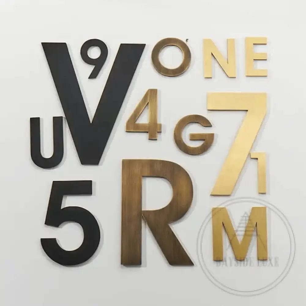House Numbers and Letters Bayside Luxe Signage - Solid Antique Brass Floating Numbers and Letters - Beaumaris Bay 20 cm