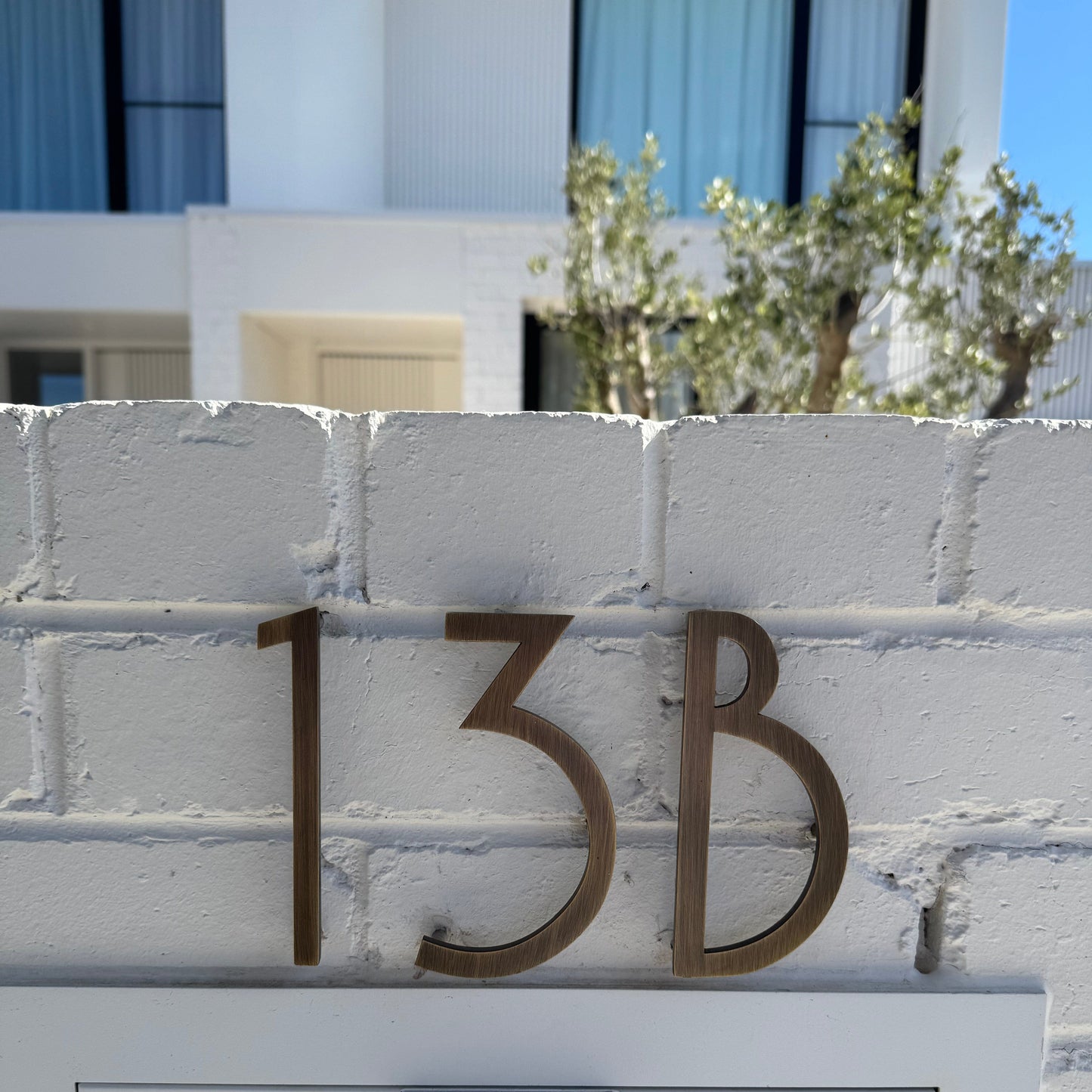 House Numbers and Letters Bayside Luxe Signage - Solid Antique Brass Floating Numbers and Letters - Merricks Beach 15cm