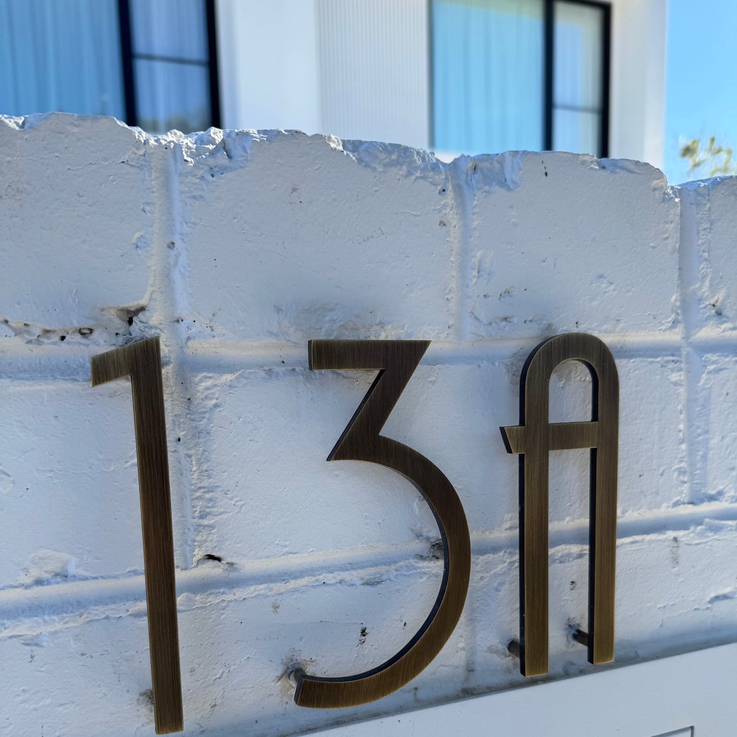 House Numbers and Letters Bayside Luxe Signage - Solid Antique Brass Floating Numbers and Letters - Merricks Beach 25cm