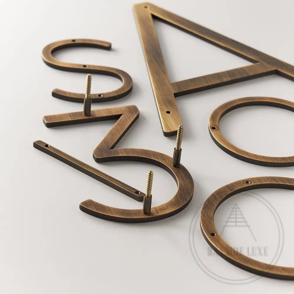 House Numbers and Letters Bayside Luxe Signage - Solid Antique Brass Floating Numbers and Letters - Watson's Bay 15cm