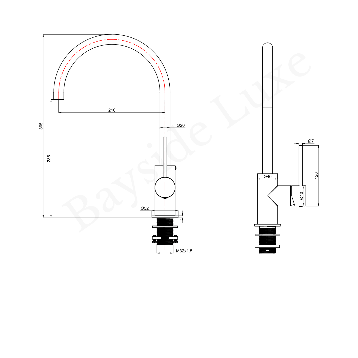 Kitchen Vaucluse Gooseneck Mixer Tap Antique Brass