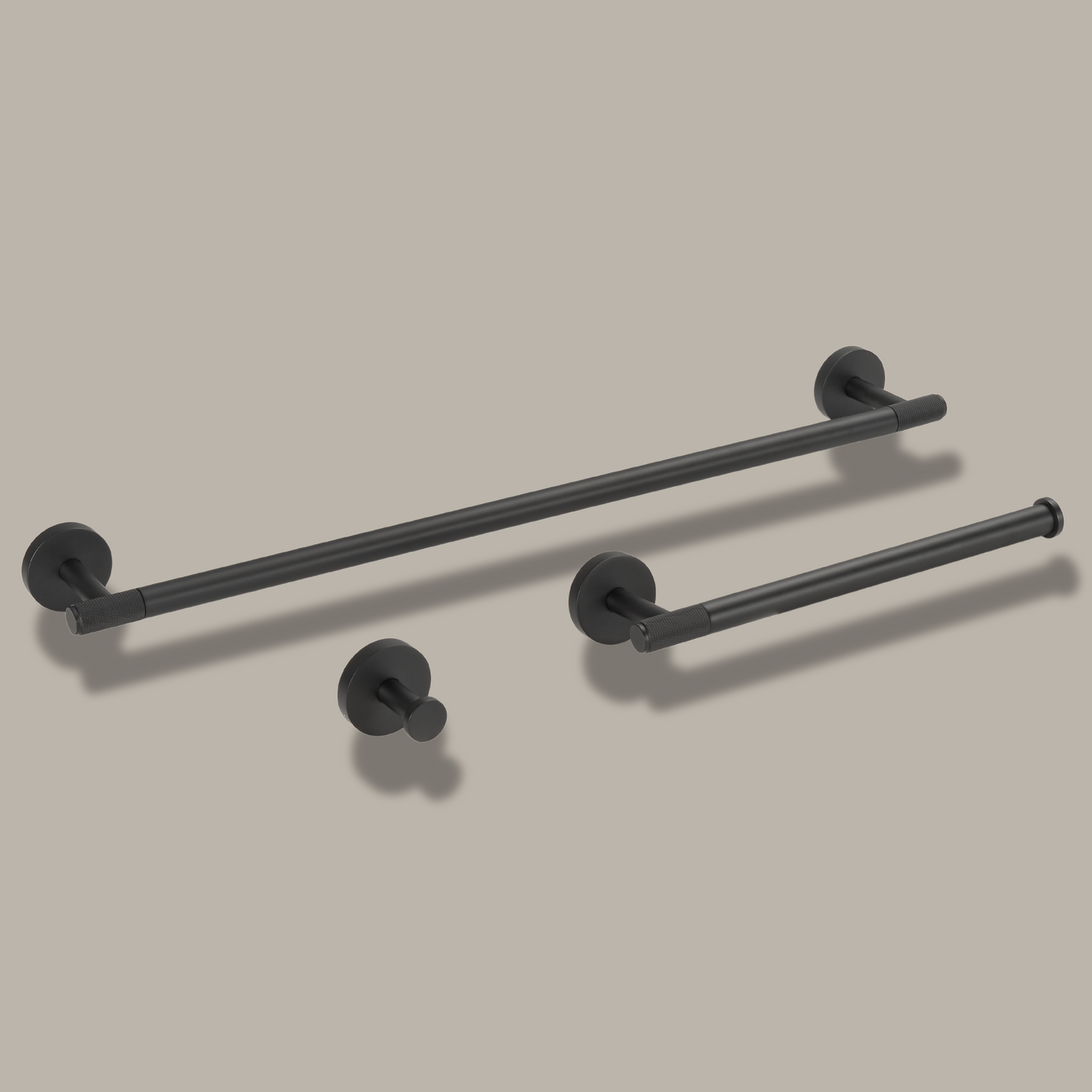 Bayside Luxe - Knurled Solid Brass Black Towel Rail - Mosman Range