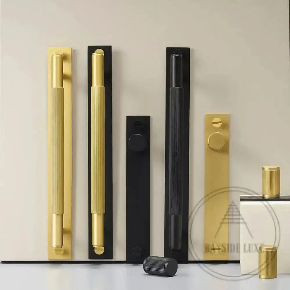 150mm (HS128) / Black / Solid Brass Bayside Luxe - Door Knob Pull with Back Plate - Black