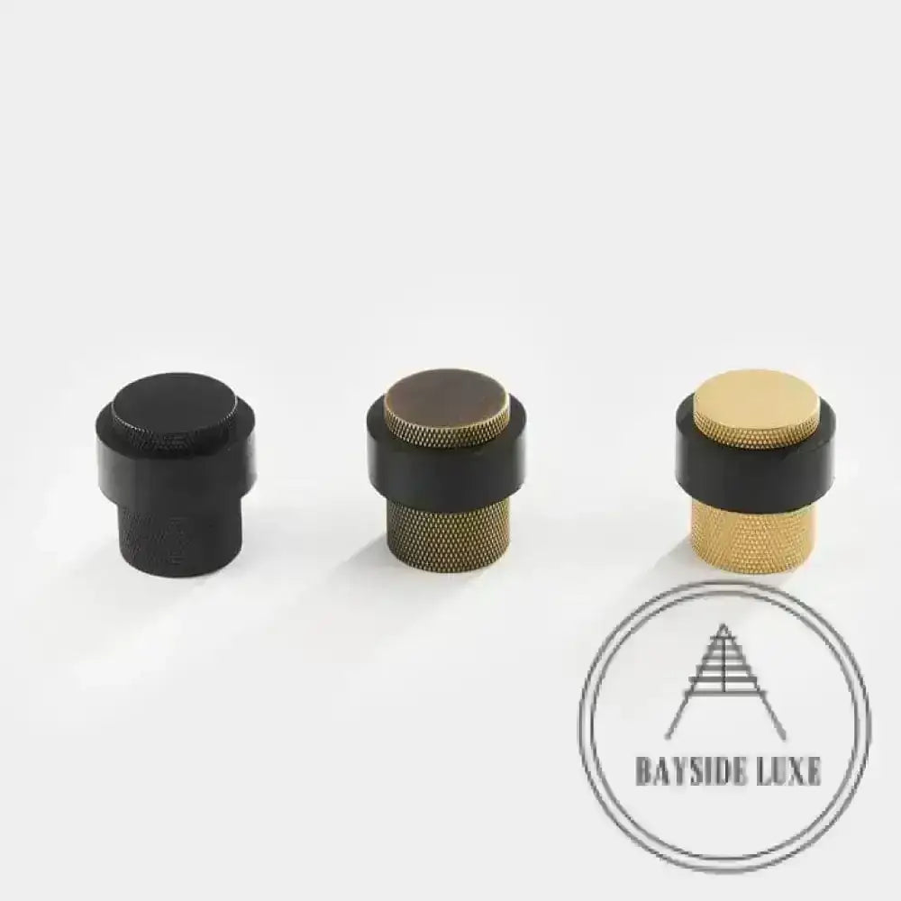 40 x 30mm / Antique Brass Luxe Doorware - Chandler Knurled Brass Door Stop - Antique Brass - Timber Fixing