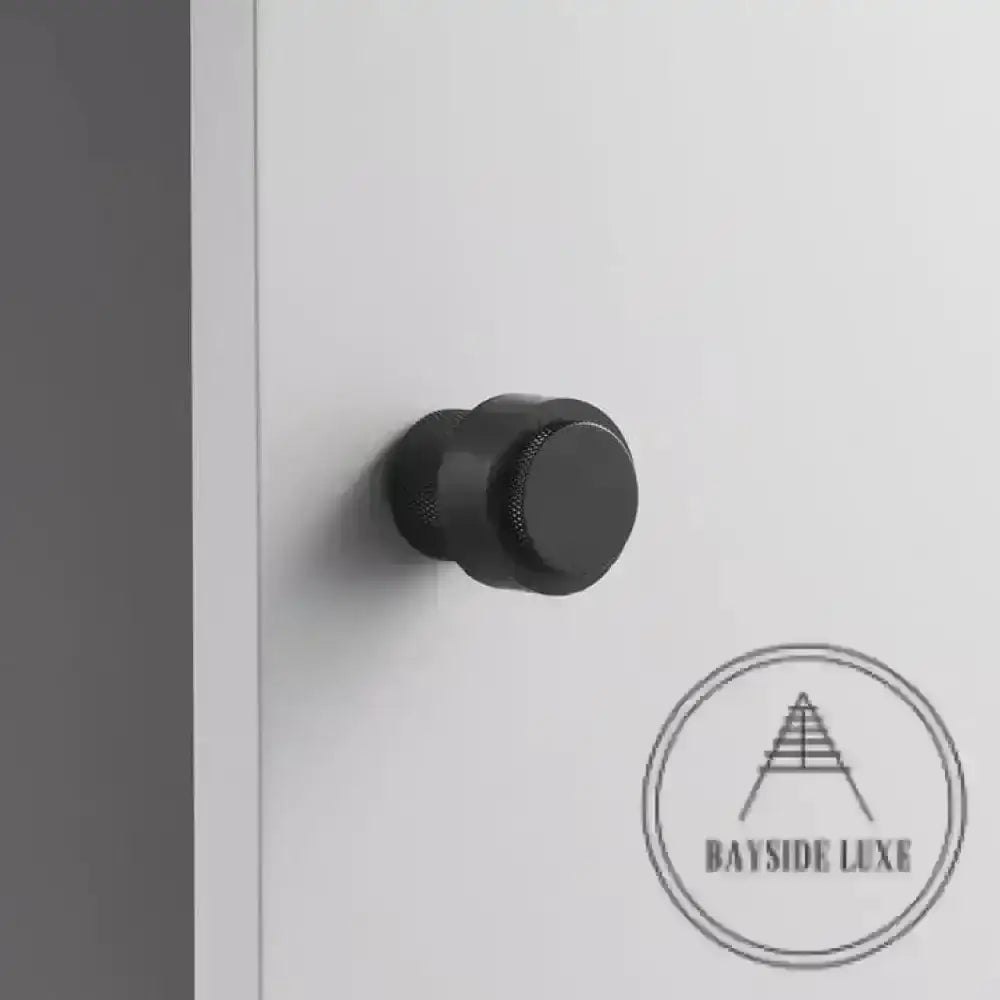 40 x 30mm / Black Luxe Doorware - Chandler Knurled Brass Door Stop - Black - Timber Fixing