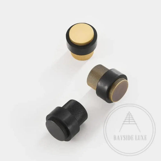 40 x 30mm / Satin Brass Luxe Doorware - Chandler Knurled Brass Door Stop - Satin Brass