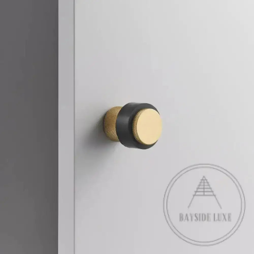 40 x 30mm / Satin Brass Luxe Doorware - Chandler Knurled Brass Door Stop - Satin Brass - Concrete Fixing