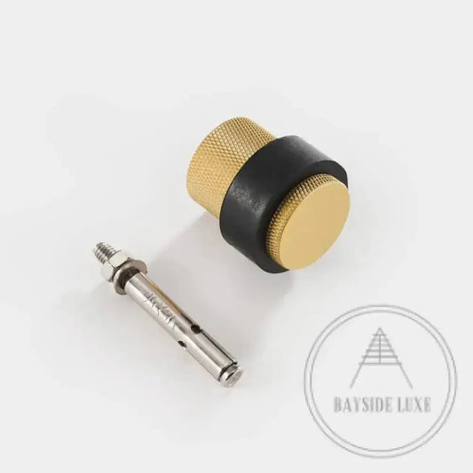 40 x 30mm / Satin Brass Luxe Doorware - Chandler Knurled Brass Door Stop - Satin Brass - Concrete Fixing