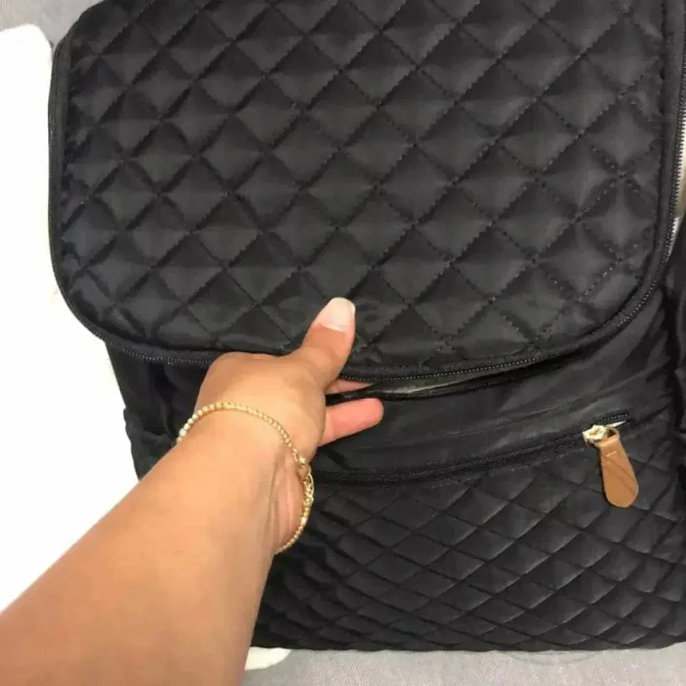 Backpacks Luxe Abode - Black Quilted Luxe Nappy Bag