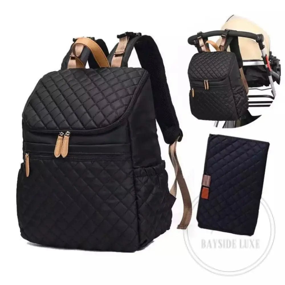 Backpacks Luxe Abode - Black Quilted Luxe Nappy Bag