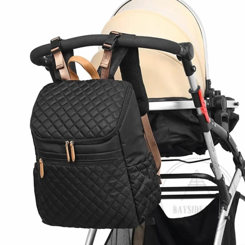 Backpacks Luxe Abode - Black Quilted Luxe Nappy Bag