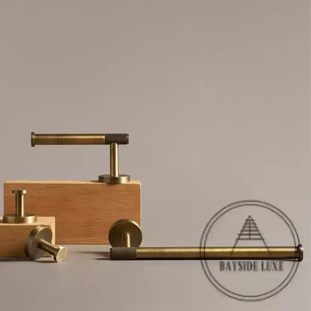 Bathroom Accessories Bayside Luxe - Knurled Antique Brass Towel Rail - Mosman Range