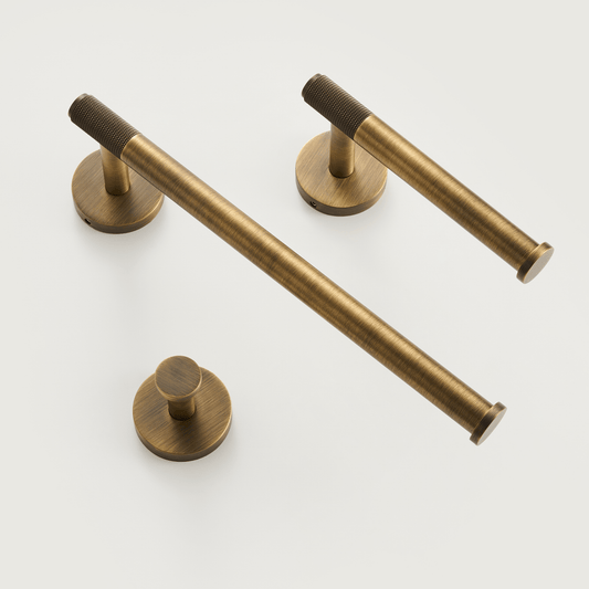 Bathroom Accessories Bayside Luxe - Knurled Solid Antique Brass Hand Towel Rail - Mosman Range