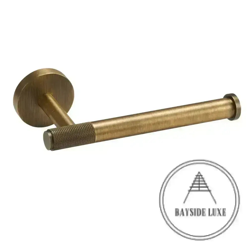Bathroom Accessories Bayside Luxe - Knurled Solid Antique Brass Toilet Roll Holder - Mosman Range