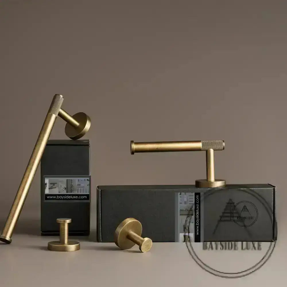 Bathroom Accessories Bayside Luxe - Knurled Solid Antique Brass Toilet Roll Holder - Mosman Range