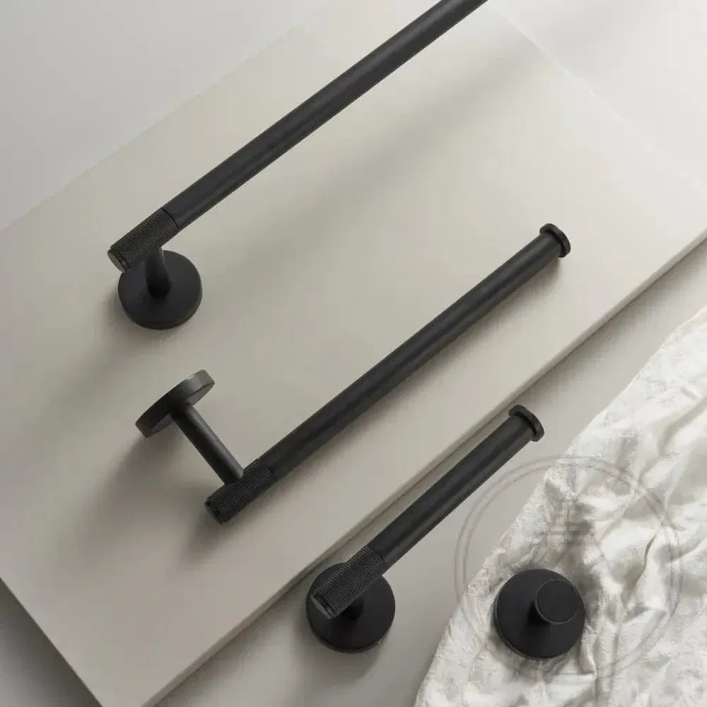 Bathroom Accessories Bayside Luxe - Knurled Solid Black Brass Hand Towel Rail - Mosman Range
