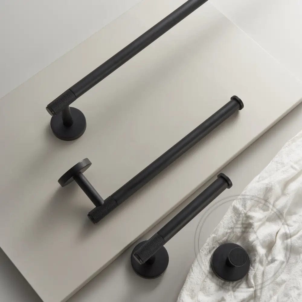 Bathroom Accessories Bayside Luxe - Knurled Solid Black Brass Hand Towel Rail - Mosman Range