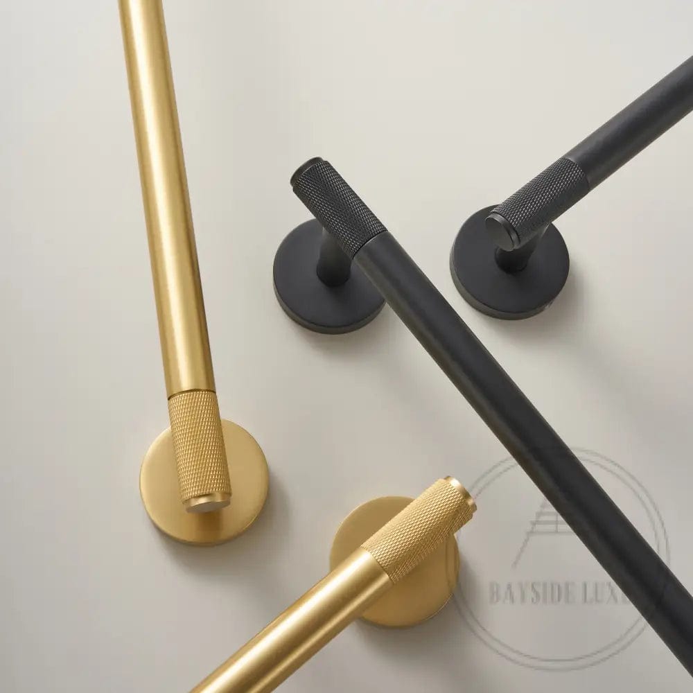 Bathroom Accessories Bayside Luxe - Knurled Solid Black Brass Hand Towel Rail - Mosman Range