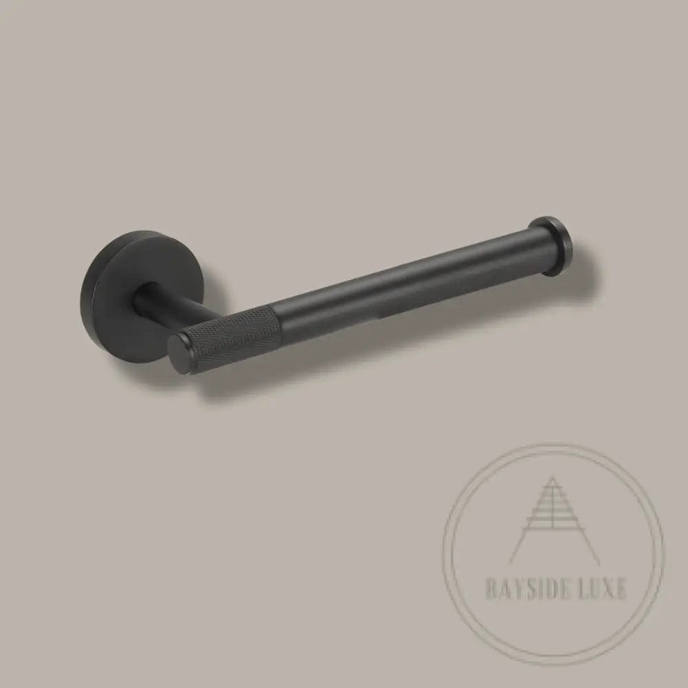 Bathroom Accessories Bayside Luxe - Knurled Solid Black Brass Toilet Roll Holder - Mosman Range