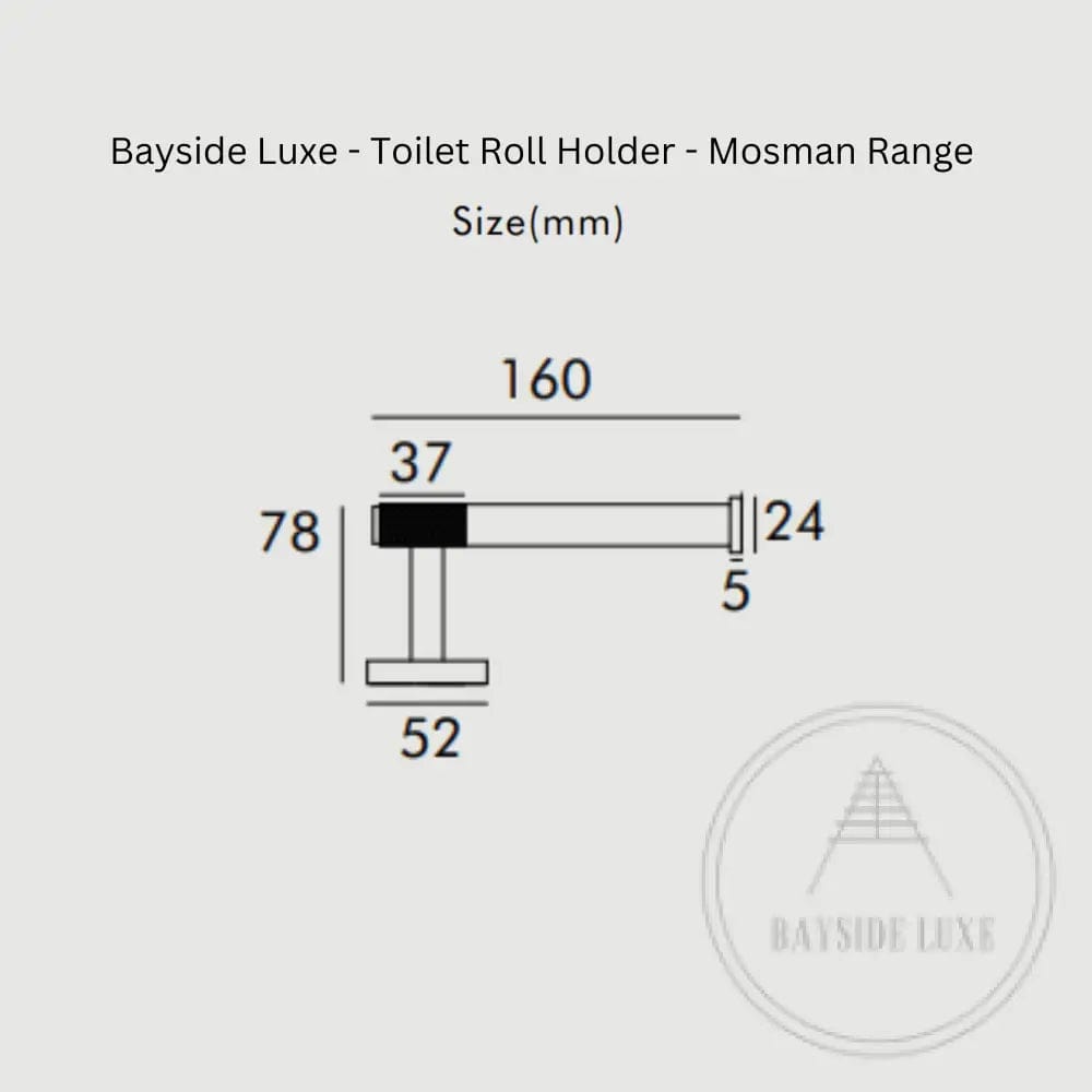 Bathroom Accessories Bayside Luxe - Knurled Solid Black Brass Toilet Roll Holder - Mosman Range