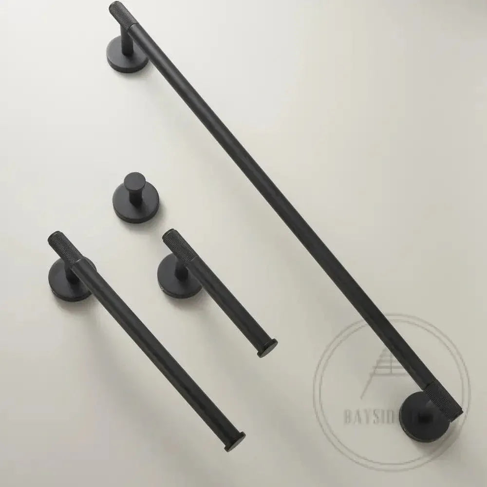 Bathroom Accessories Bayside Luxe - Knurled Solid Brass Black Towel Rail - Mosman Range