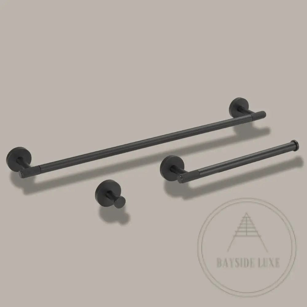 Bathroom Accessories Bayside Luxe - Knurled Solid Brass Black Towel Rail - Mosman Range